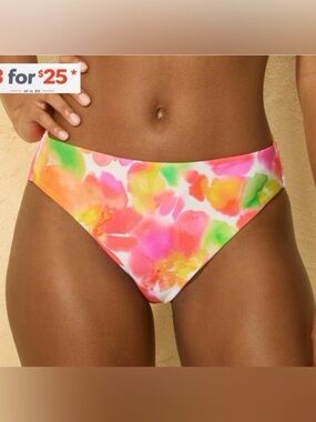 Water Color Floral Print Mid-Rise Medium Coverage Bikini Bottom